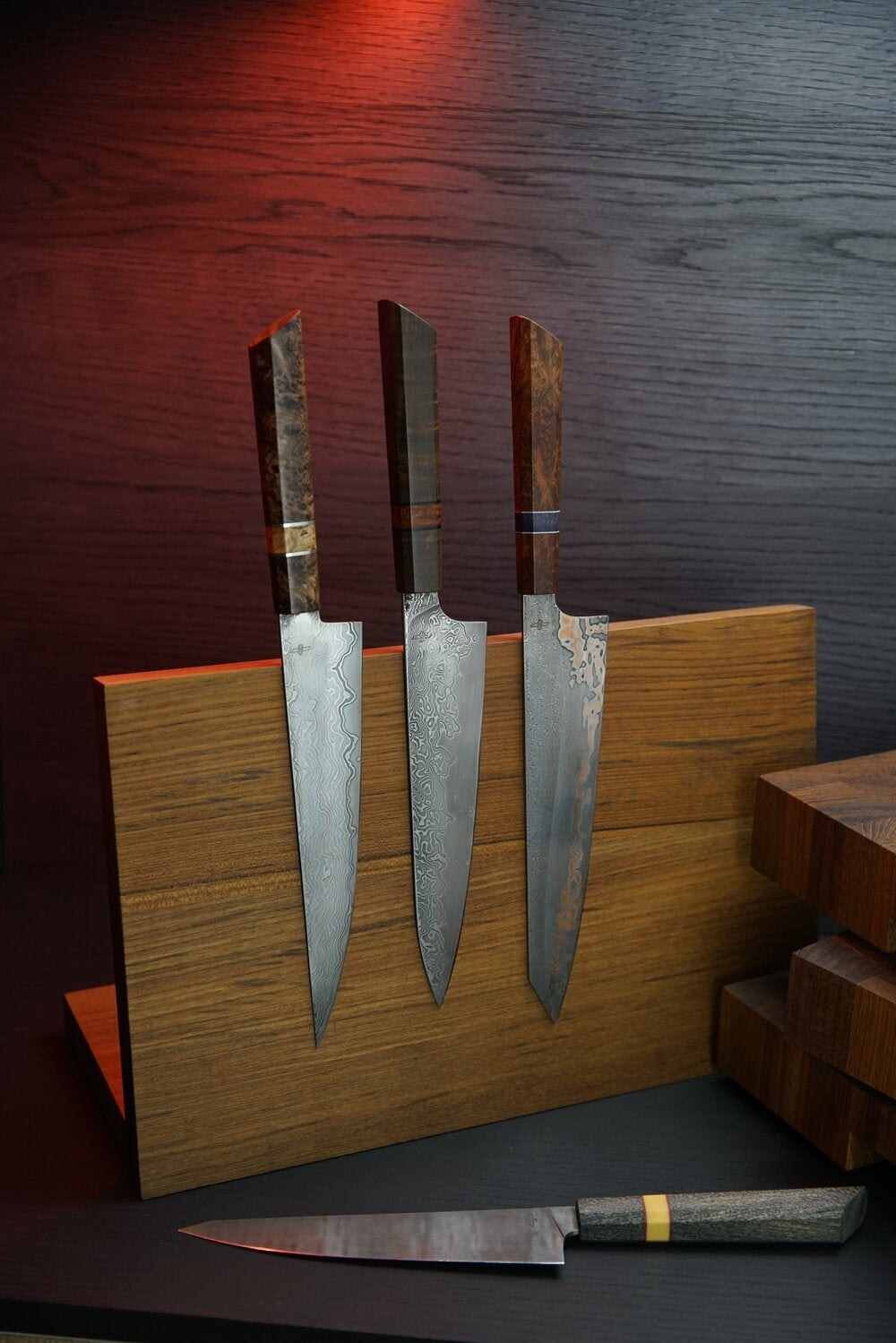 Magnetic Burmese Teak Knife Block